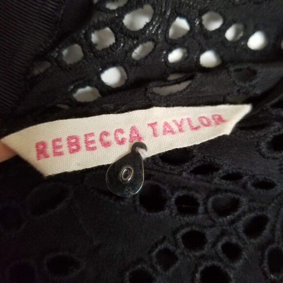 Rebecca Taylor Eyelet Zipper Back Short Sleeve Top - Picture 8 of 12